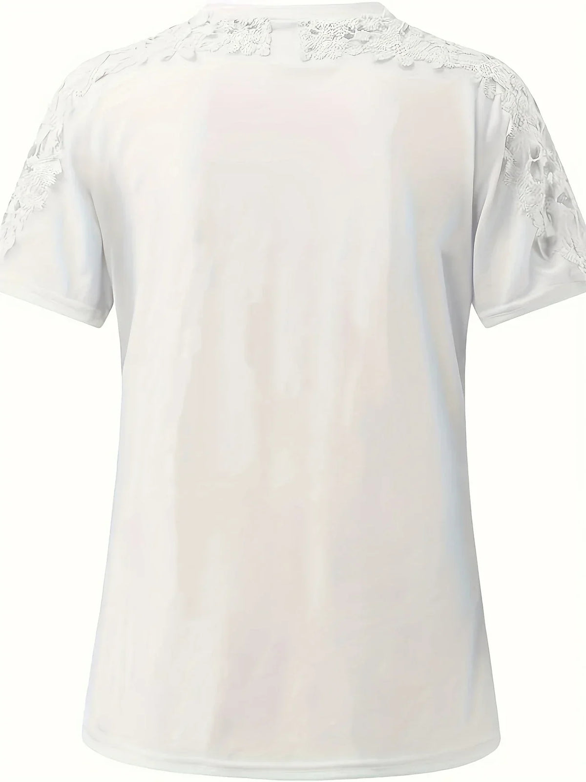 Ancuta - Elegante Verano Manga Corta Playera Con Encaje