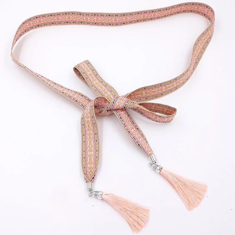 Cinturón de cadena con borlas estilo bohemio étnico chic