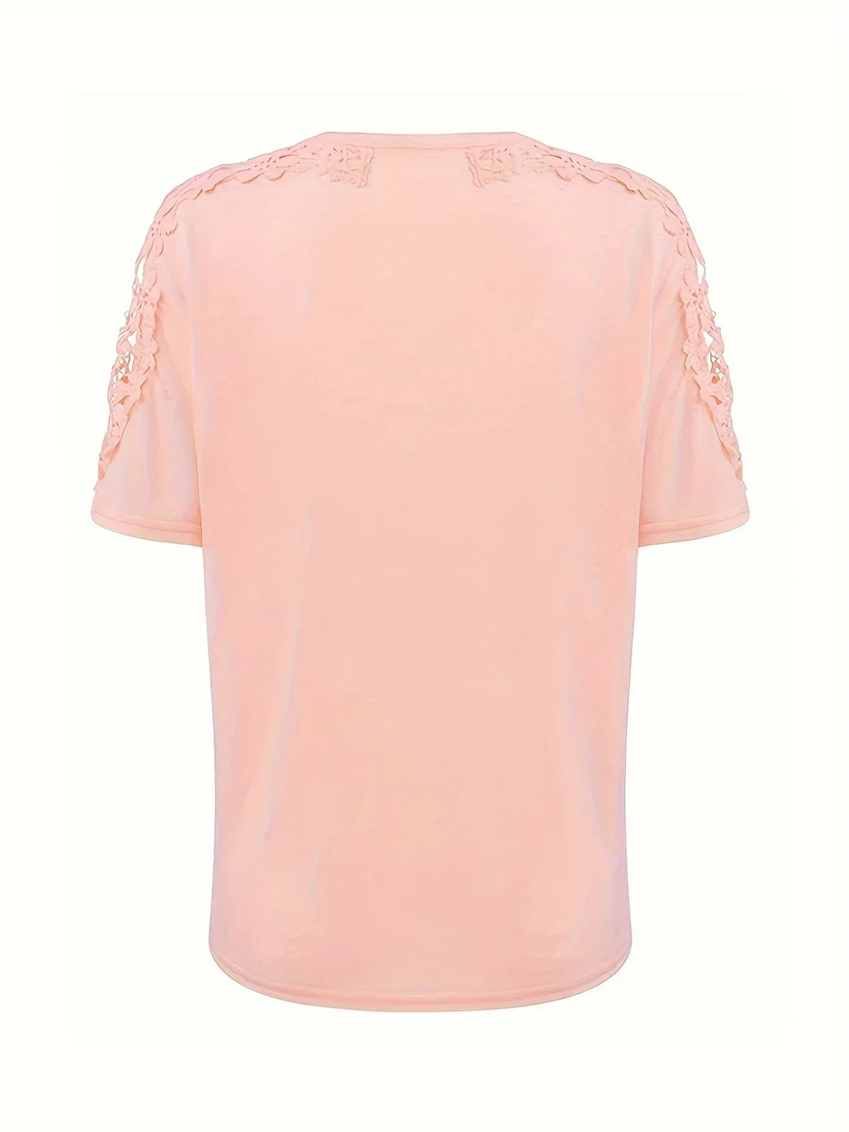 Ancuta - Elegante Verano Manga Corta Playera Con Encaje