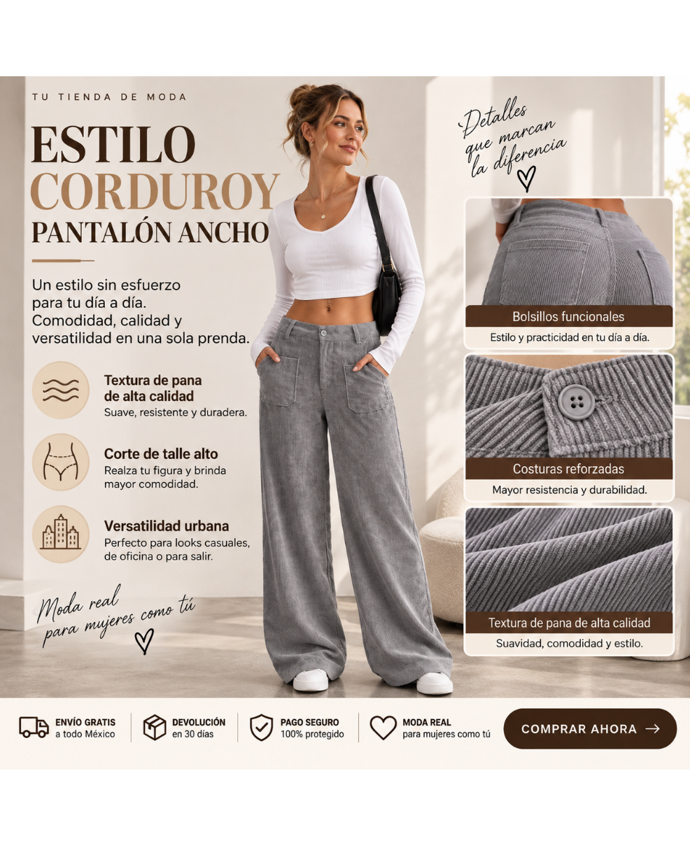 Pantalón Ancho Relajado para Mujer
