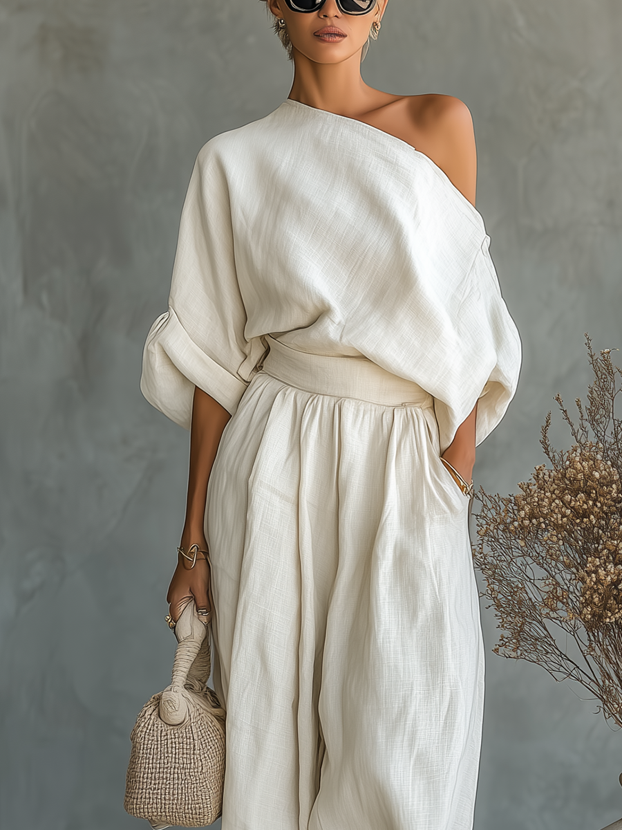 Top Lisa Soft con hombros descubiertos y pantalones ajustados