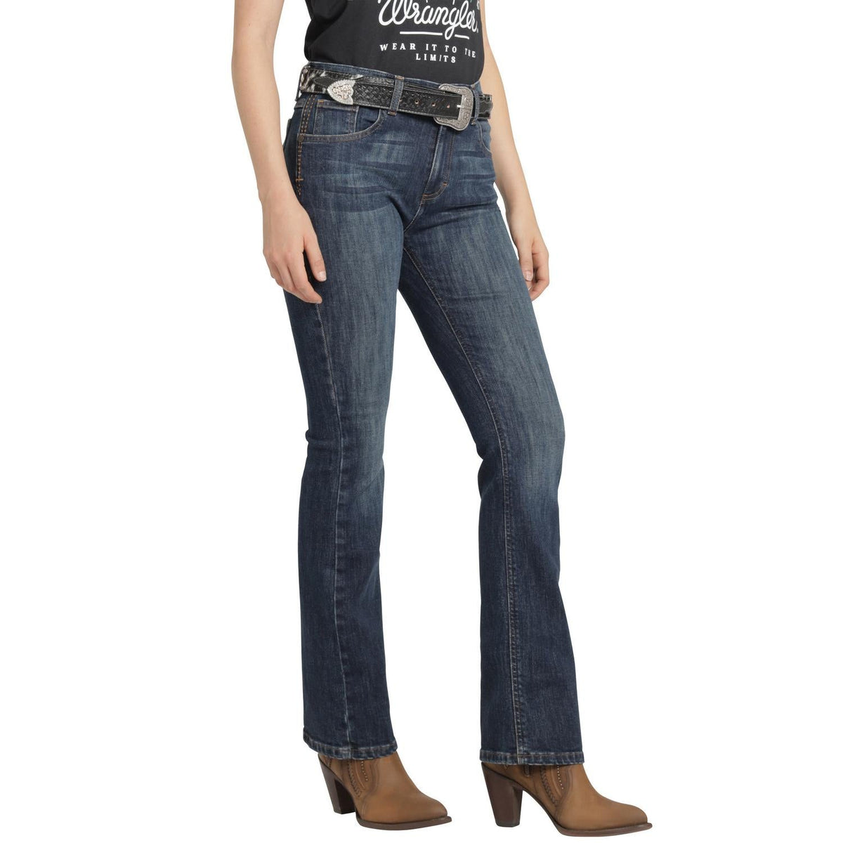Jeans Mujer Tiro Alto Corte Bota Esencial
