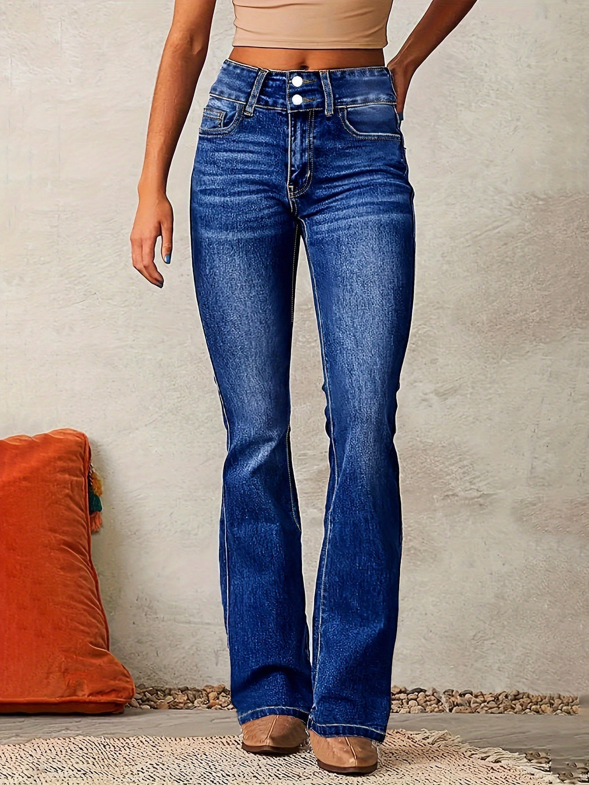 Andiara - Jeans Acampanados De Cintura Alta