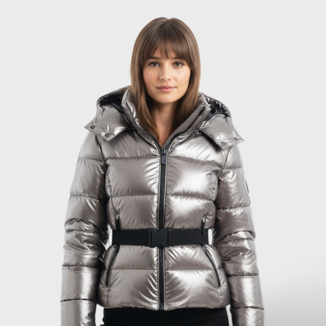 Chamarra Acolchada con Cinturón Impermeable