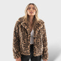 Chamarra Casual con Estampado de Leopardo y Corte Holgado