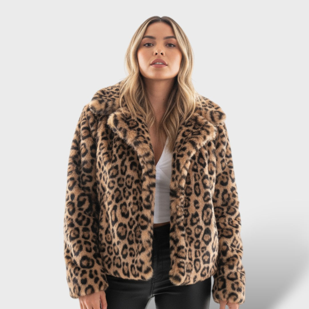 Chamarra Casual con Estampado de Leopardo y Corte Holgado
