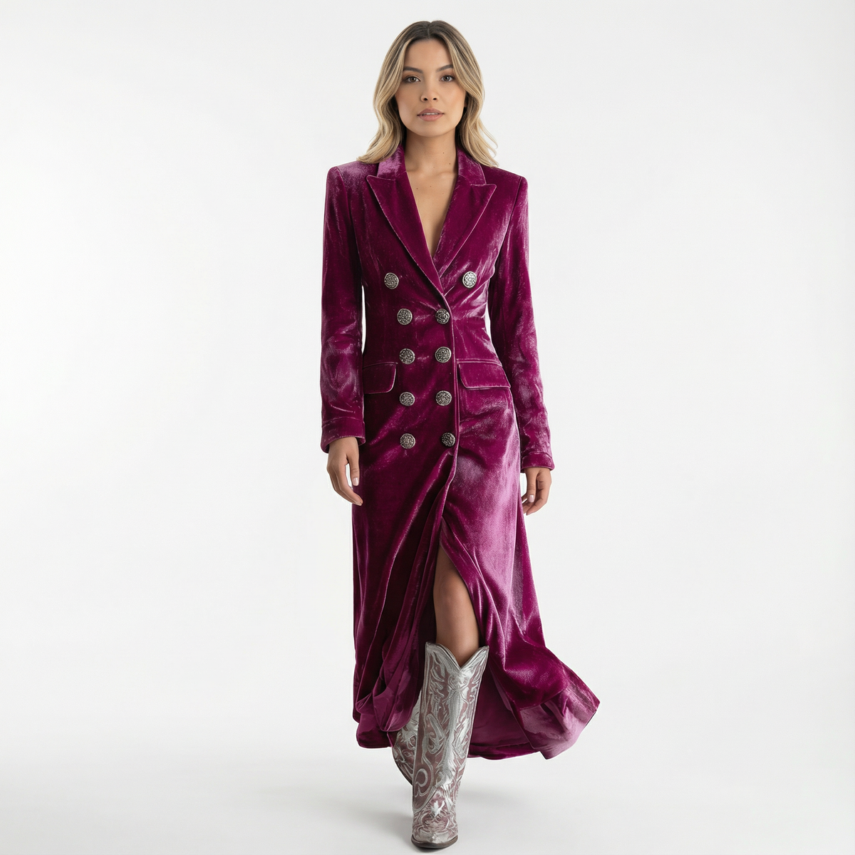 Vestido Blazer Maxi de Terciopelo