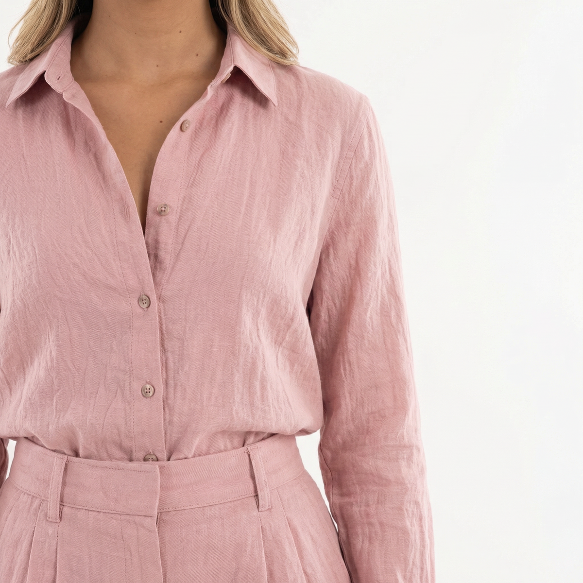 Conjunto Lino Rosa Pantalón Ancho