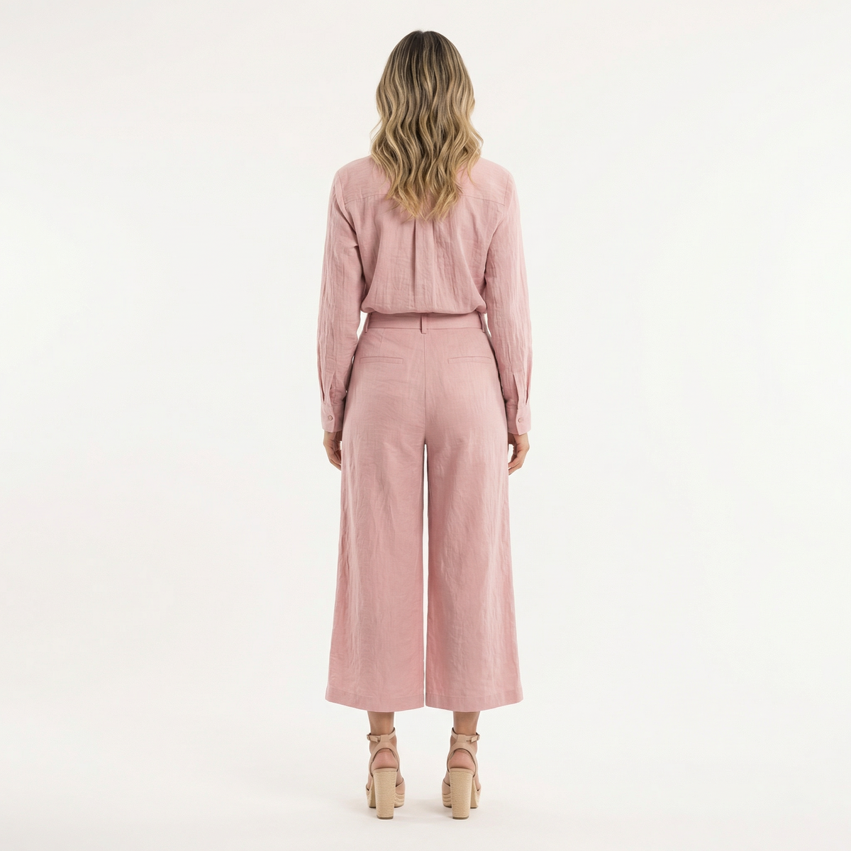 Conjunto Lino Rosa Pantalón Ancho