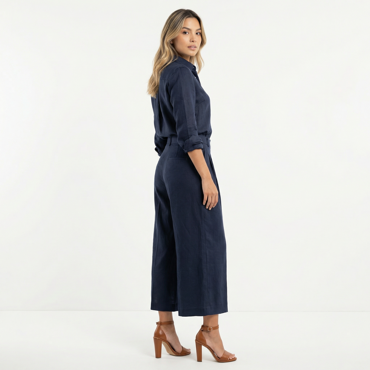 Conjunto Lino Rosa Pantalón Ancho