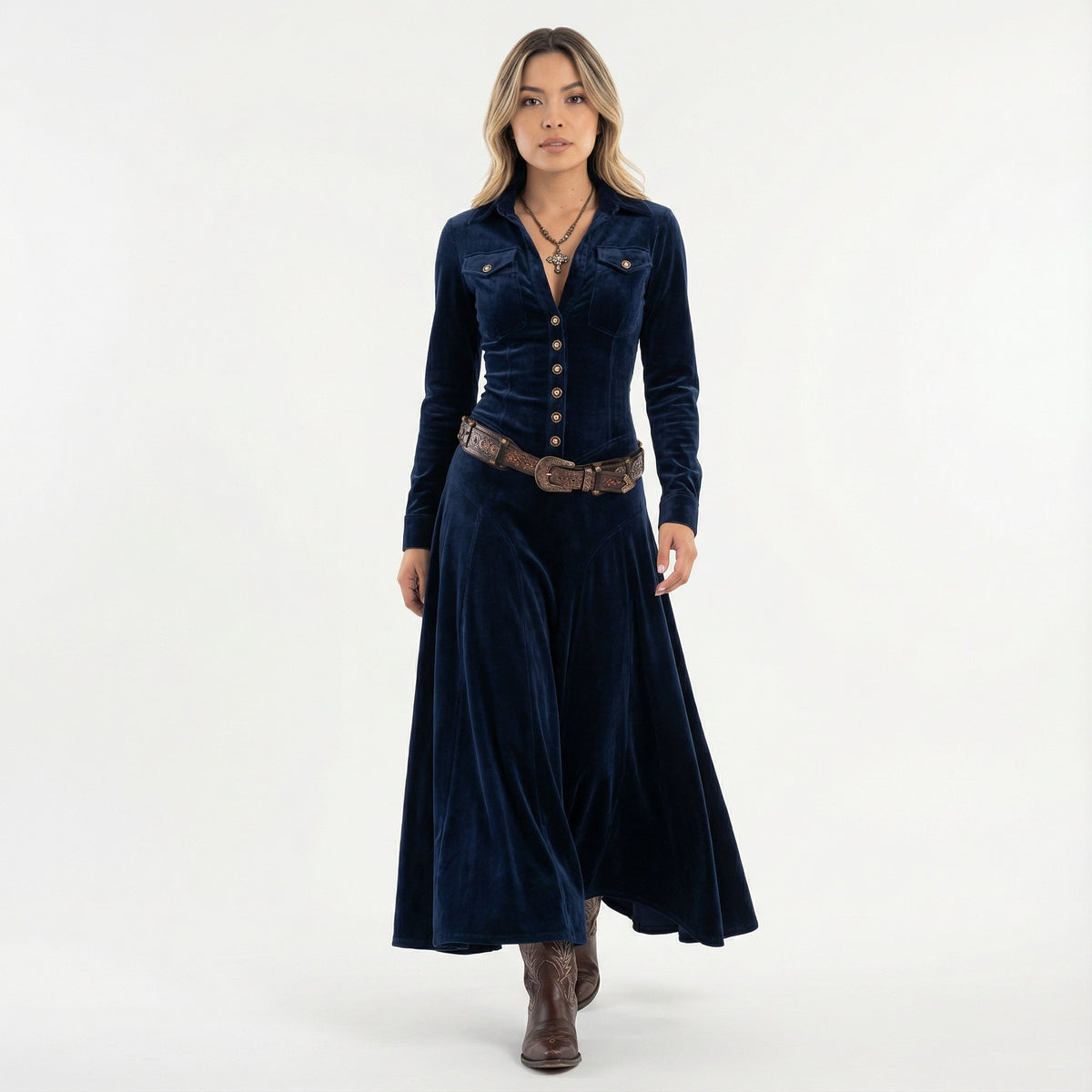 Vestido Maxi de Terciopelo Elegante