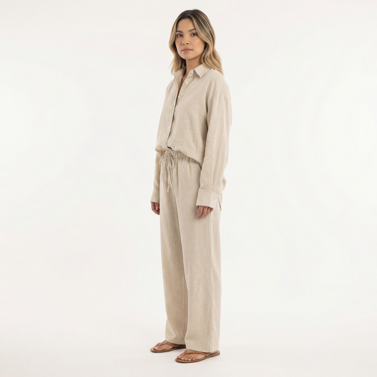 Conjunto de Lino Mujer Pantalón Ancho