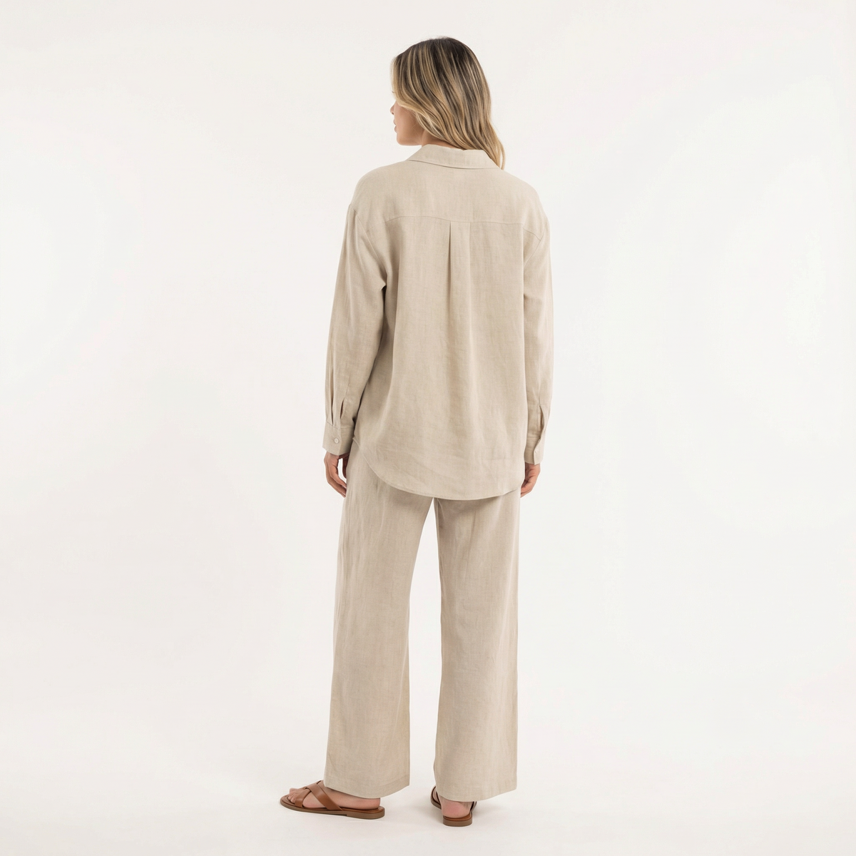 Conjunto de Lino Mujer Pantalón Ancho