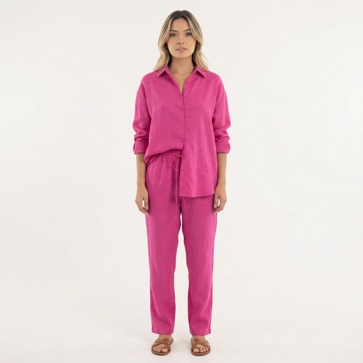 Conjunto de Lino Mujer Pantalón Ancho