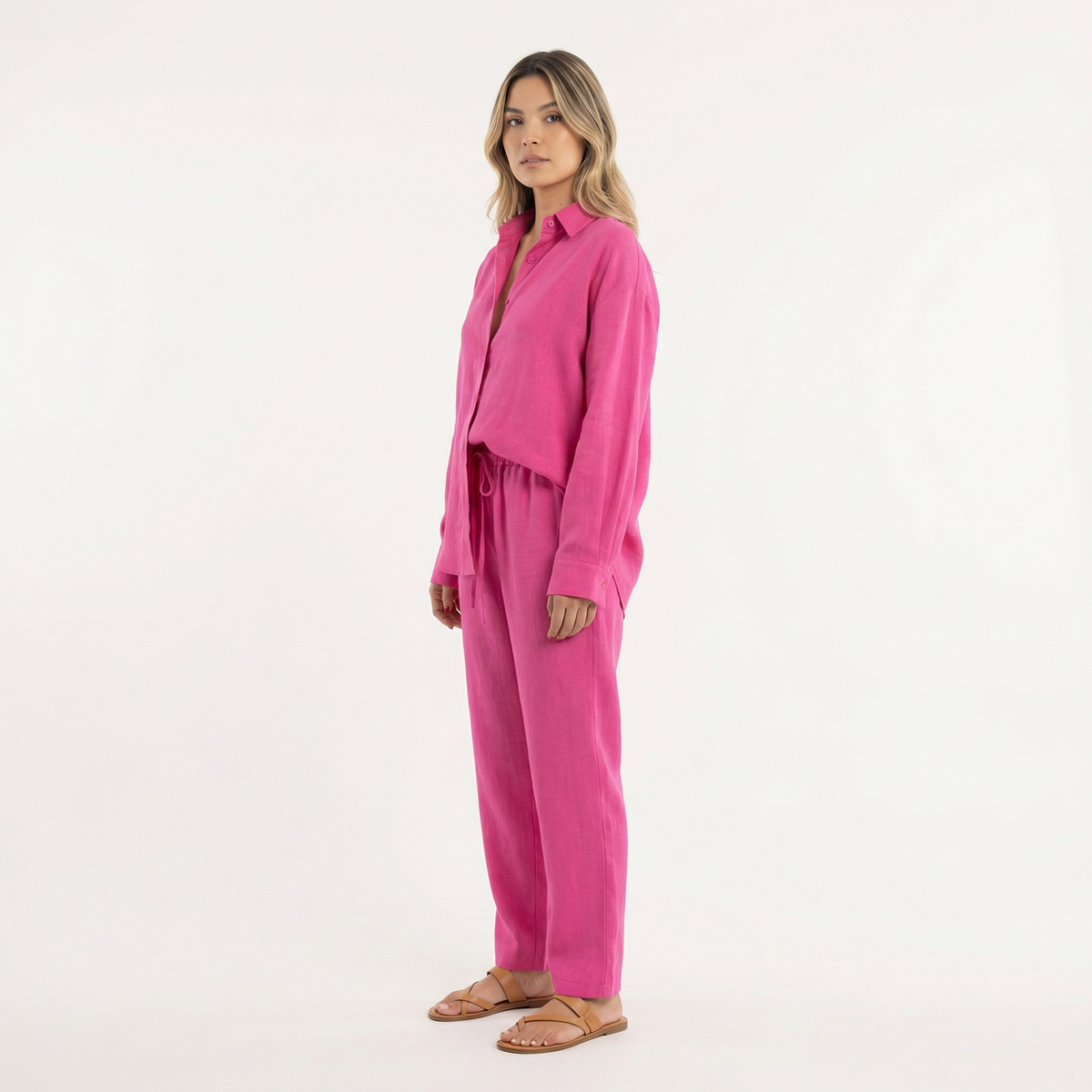 Conjunto de Lino Mujer Pantalón Ancho