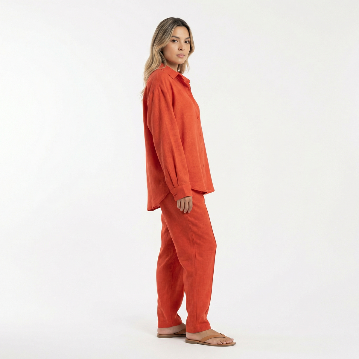 Conjunto de Lino Mujer Pantalón Ancho