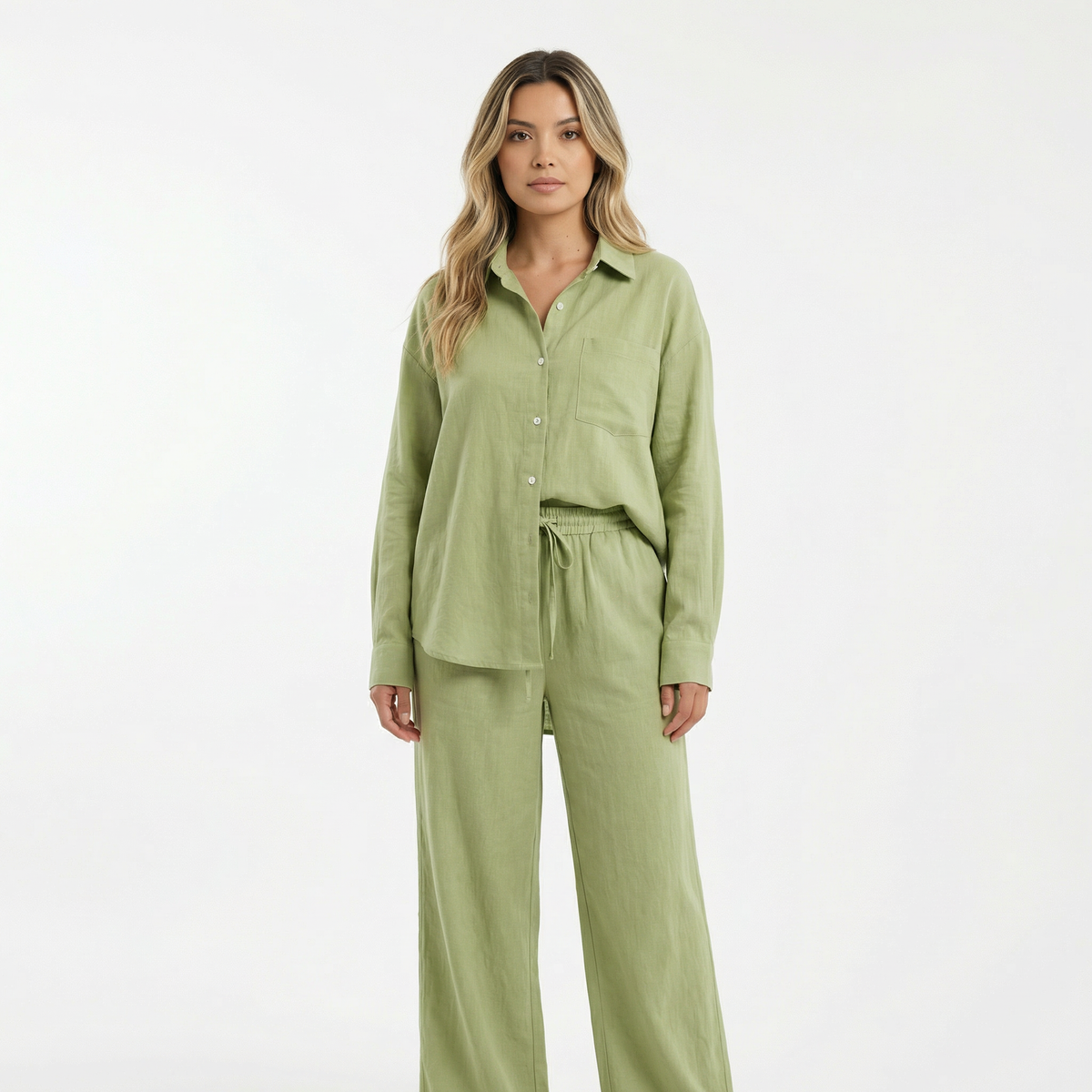 Conjunto de lino elegante para mujer