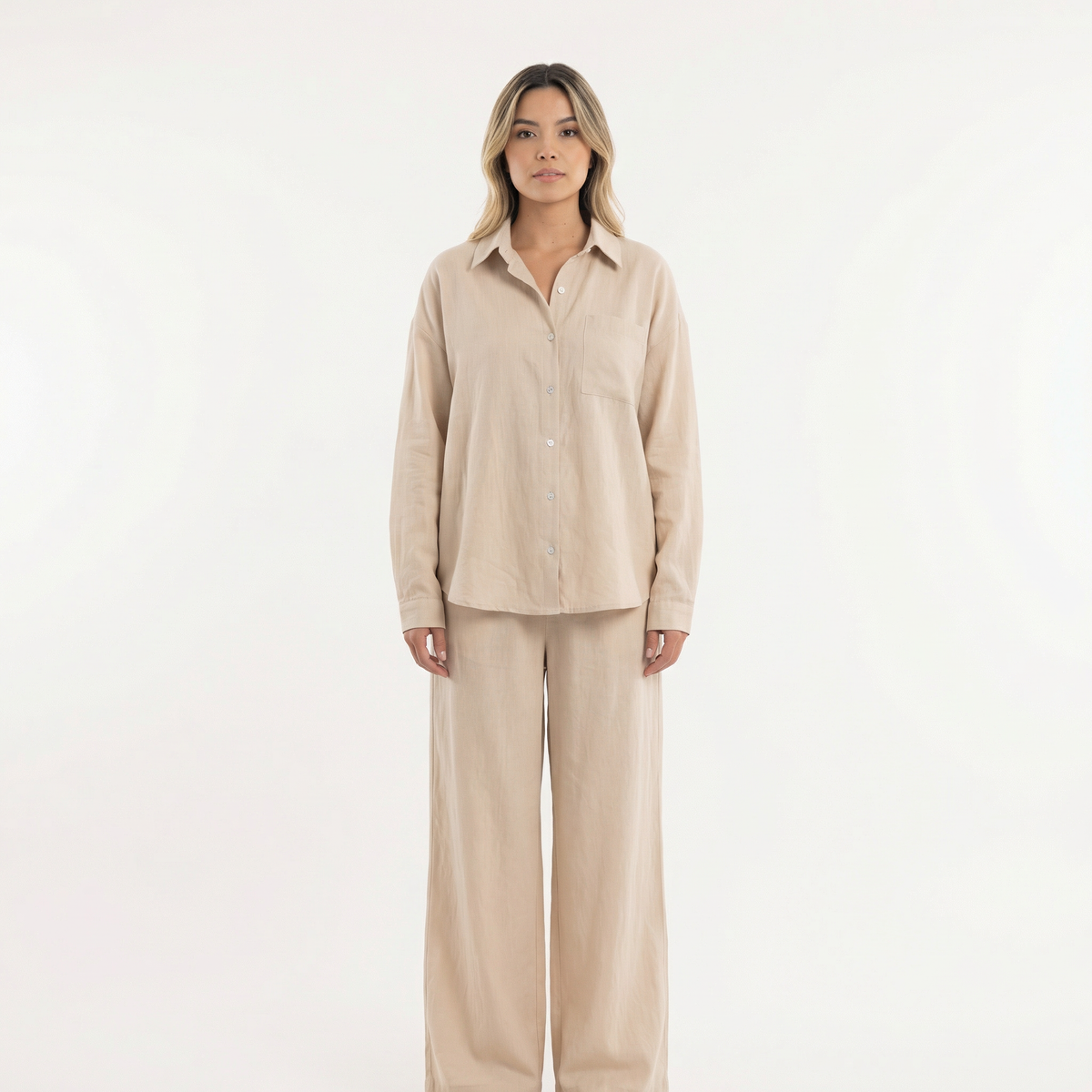 Conjunto de lino elegante para mujer