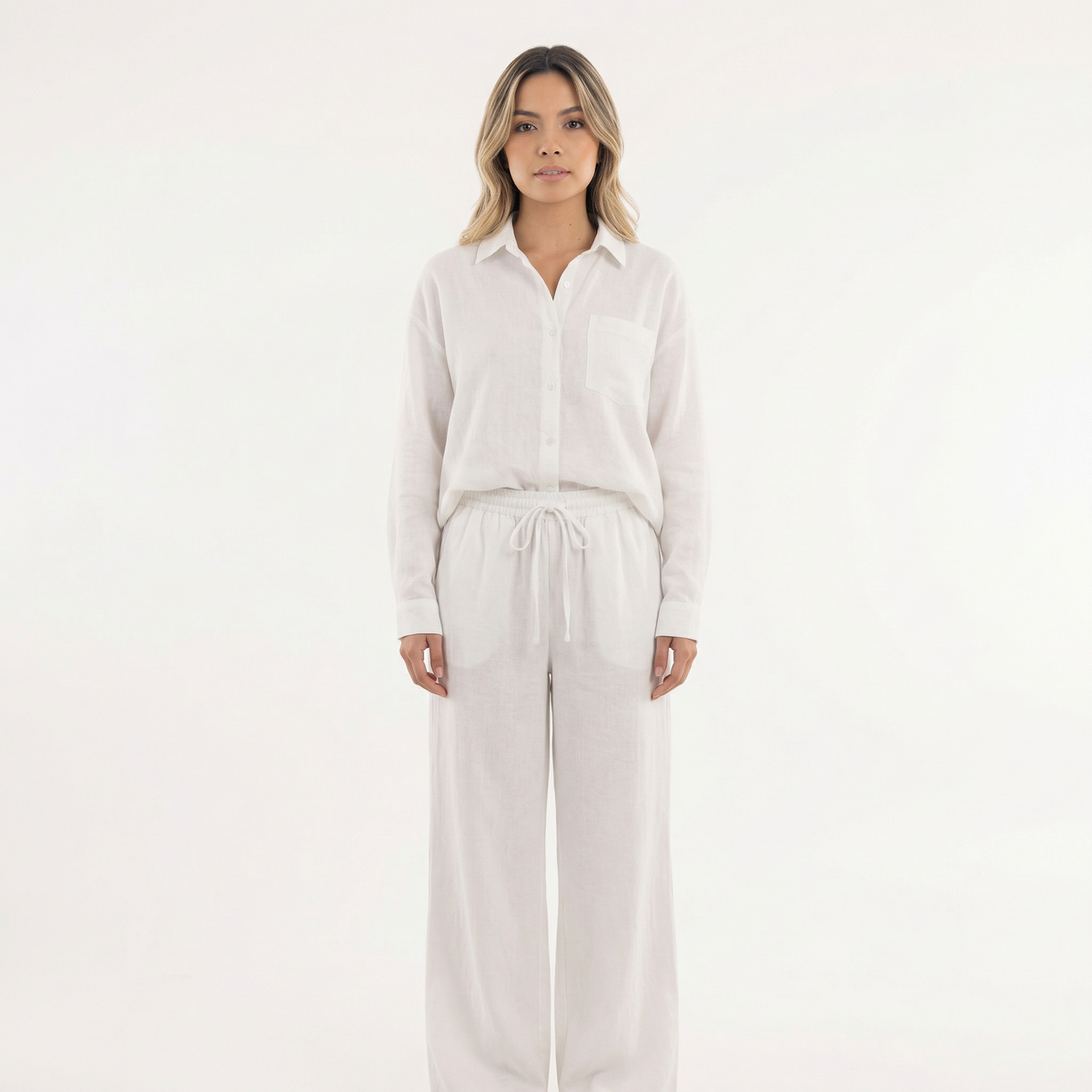 Conjunto de lino elegante para mujer