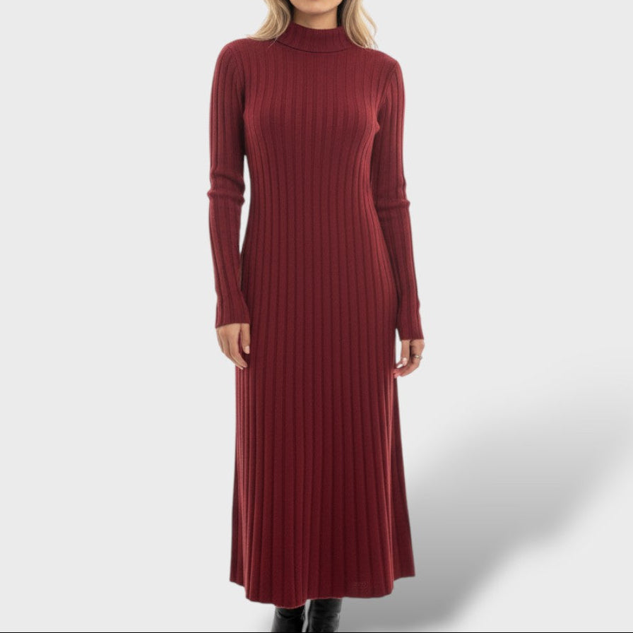 Vestido de Lana Merino Cuello Alto Mujer