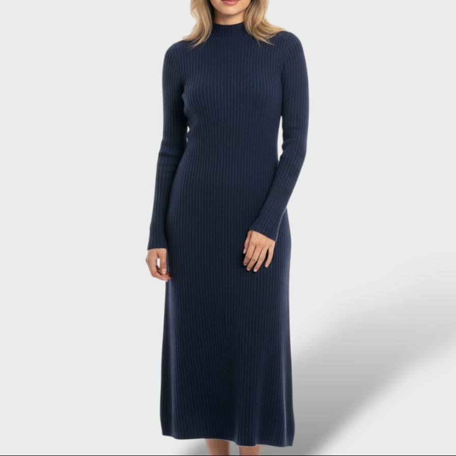 Vestido de Lana Merino Cuello Alto Mujer
