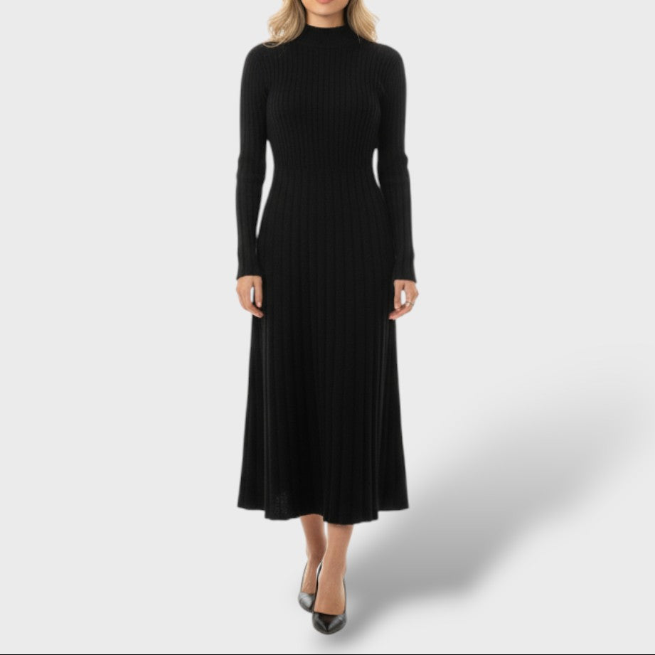 Vestido de Lana Merino Cuello Alto Mujer