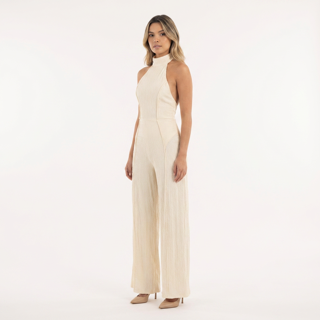 Conjunto satén halter asimétrico