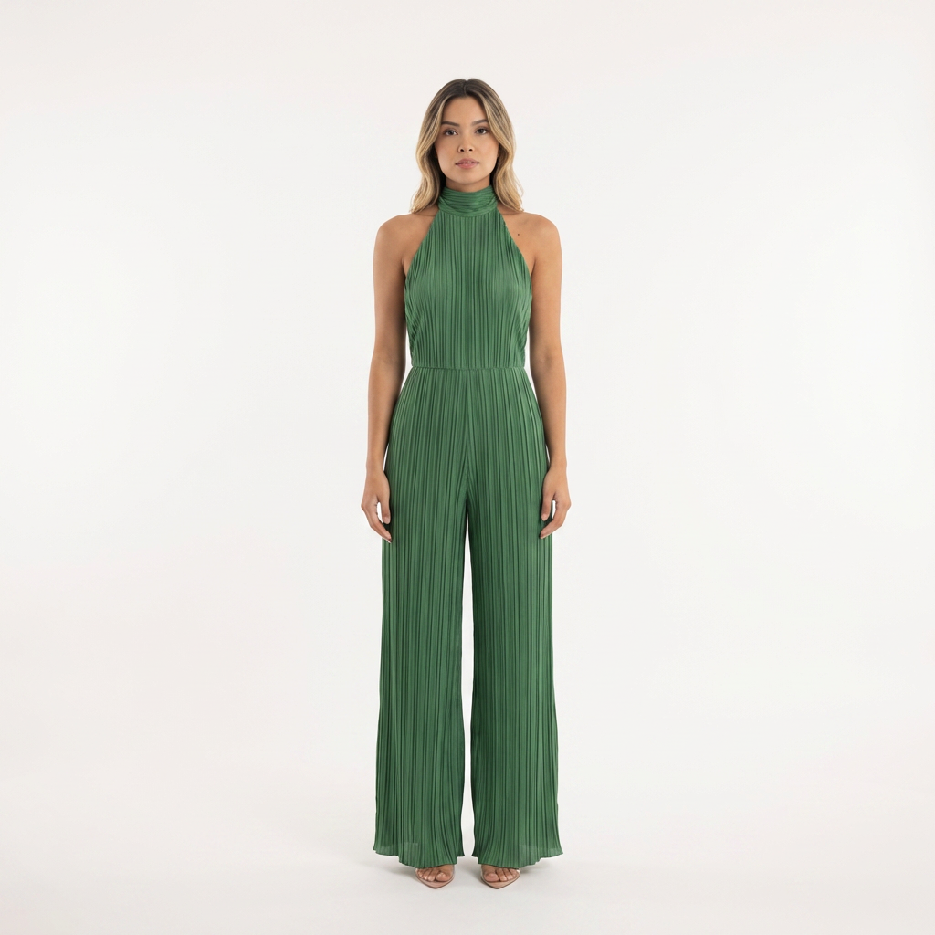 Conjunto satén halter asimétrico