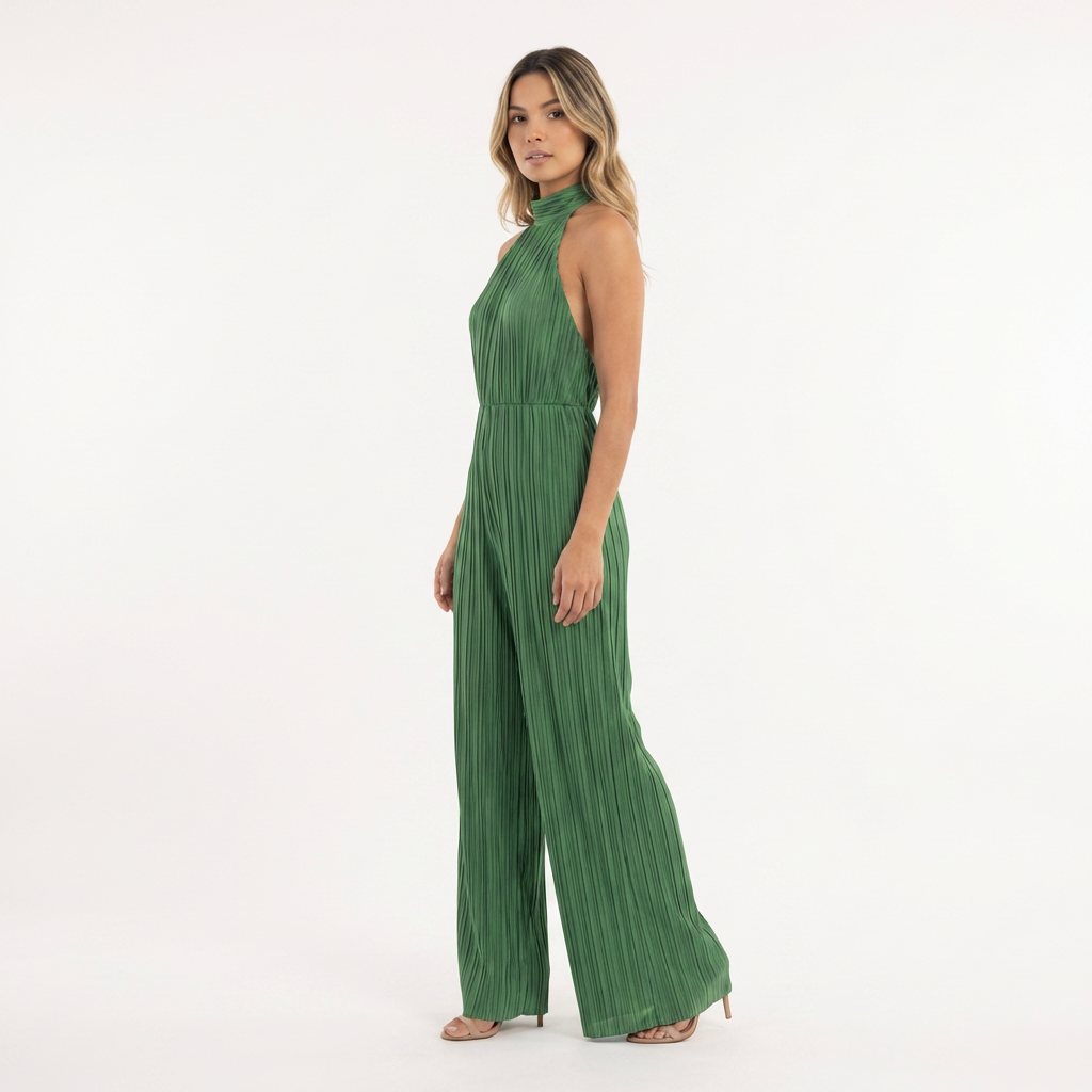 Conjunto satén halter asimétrico