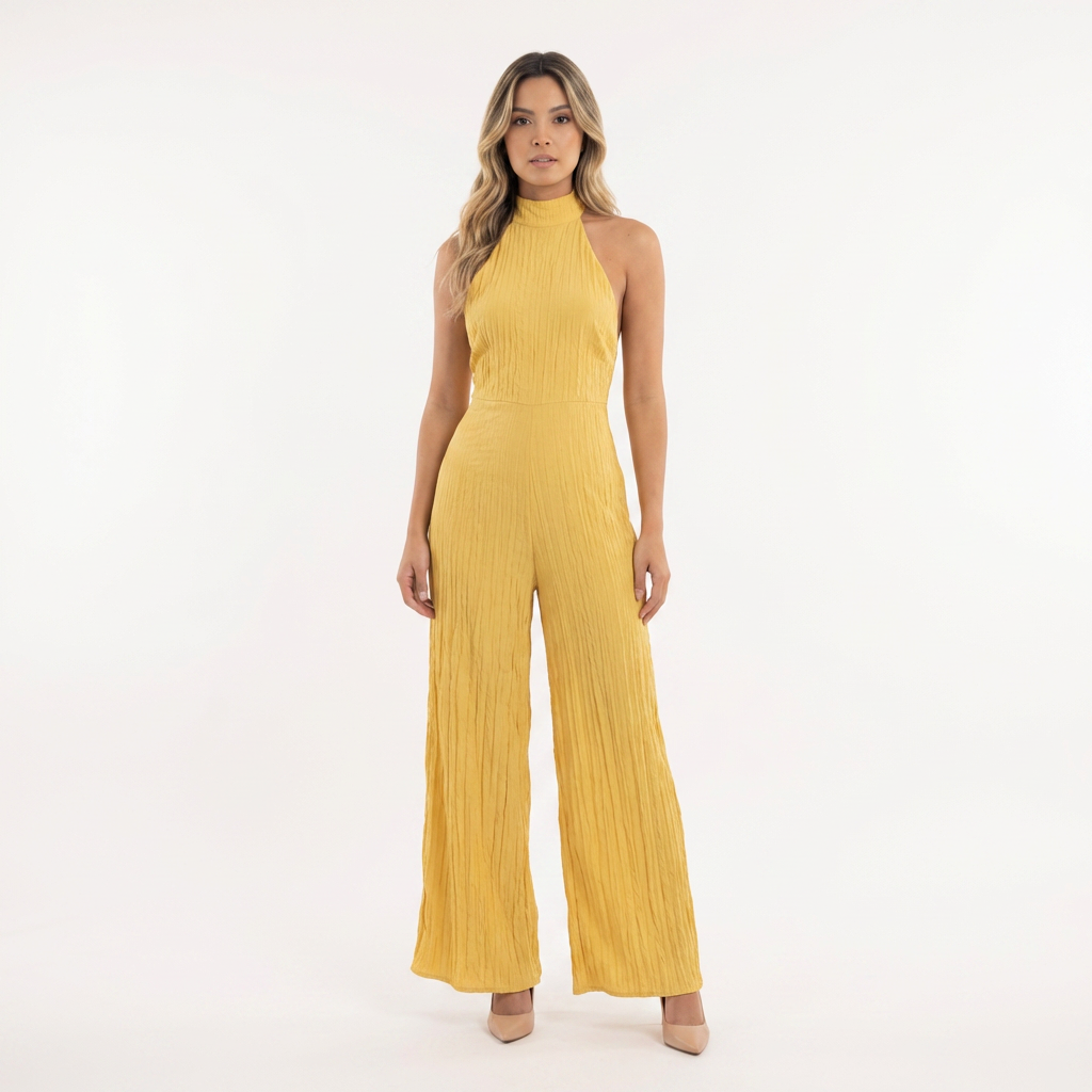 Conjunto satén halter asimétrico