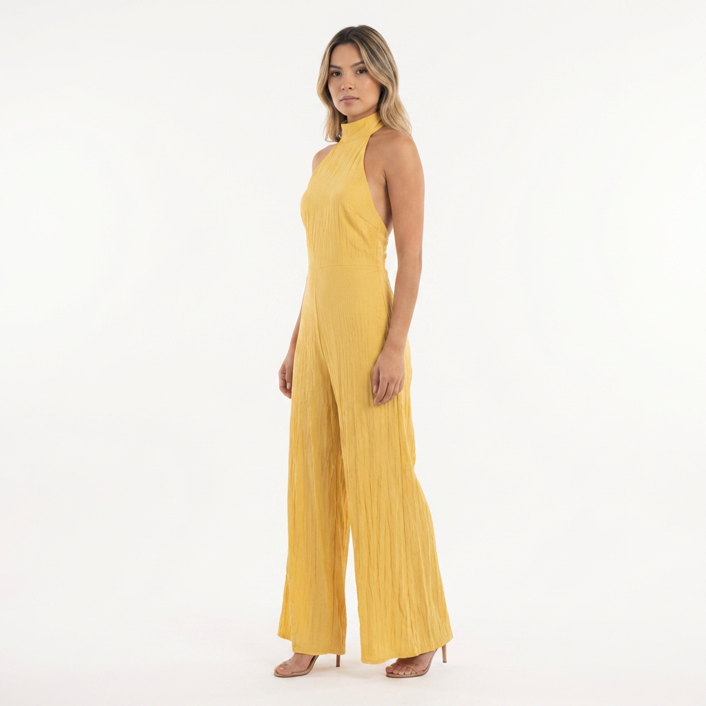 Conjunto satén halter asimétrico