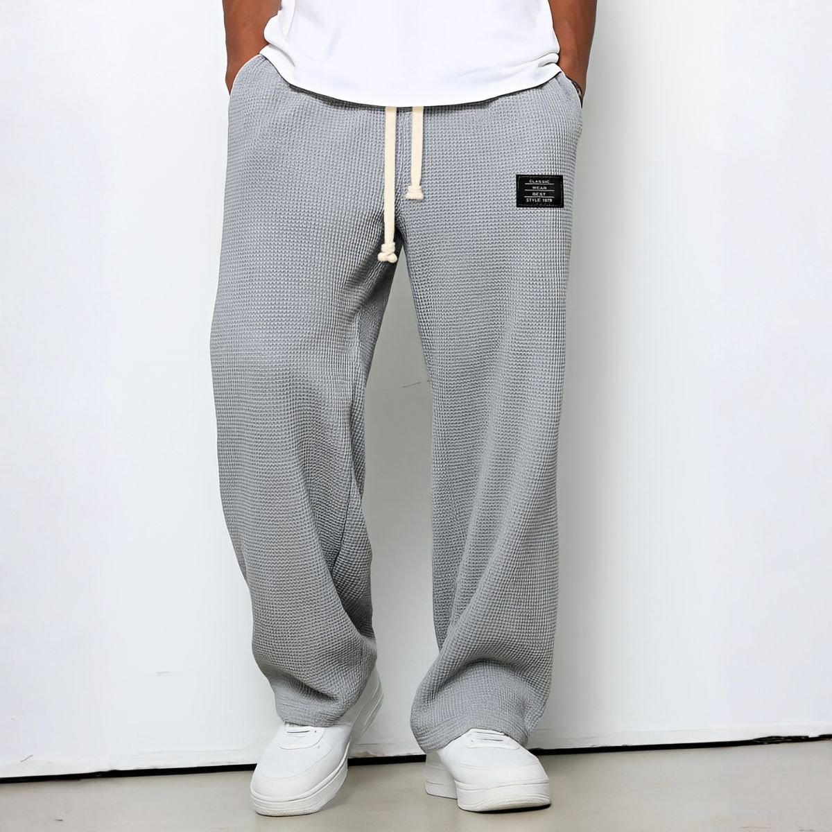 Pantalón Recto Holgado con Cordón para Hombre