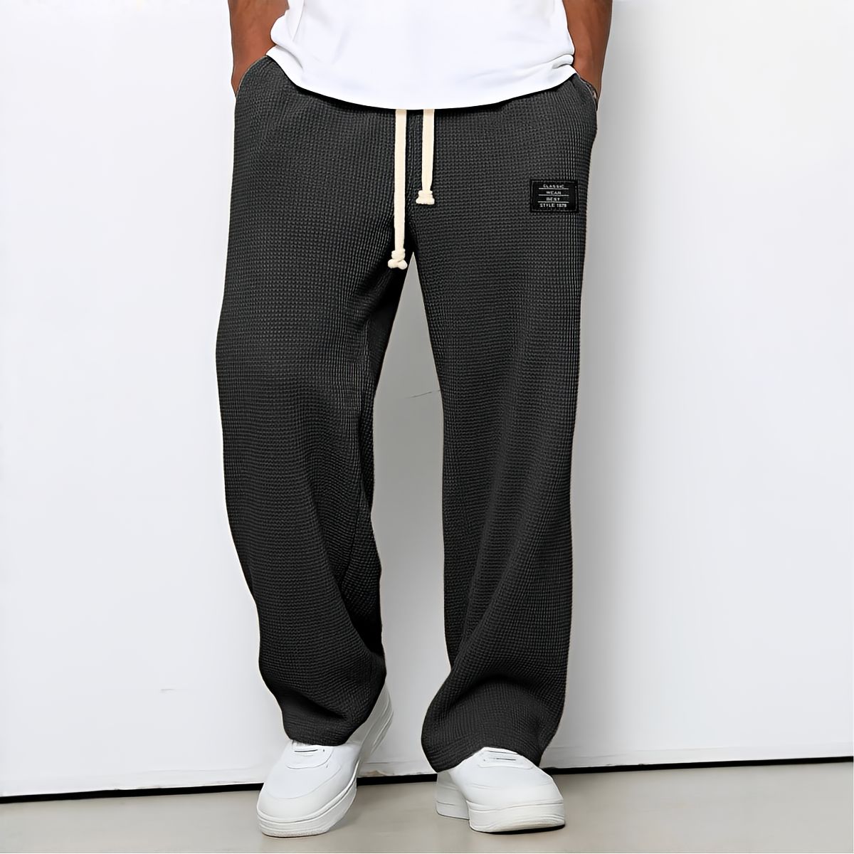 Pantalón Recto Holgado con Cordón para Hombre