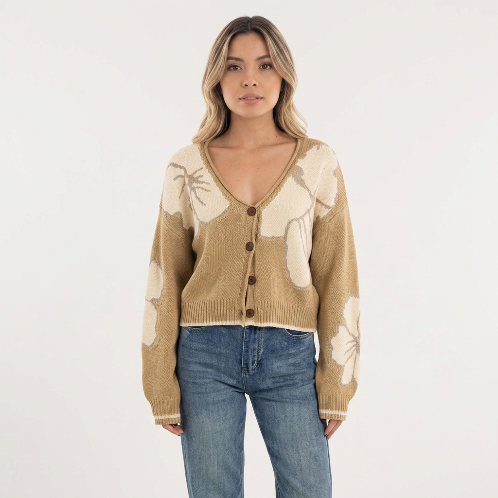 Cárdigan Tejido Jacquard Bloques
