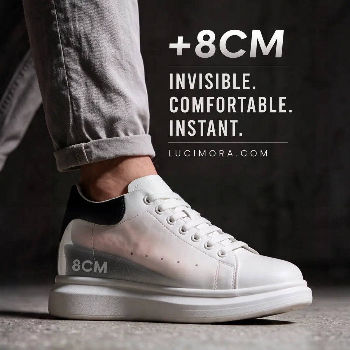 Élite — Tenis Blancos con Alza 8 cm