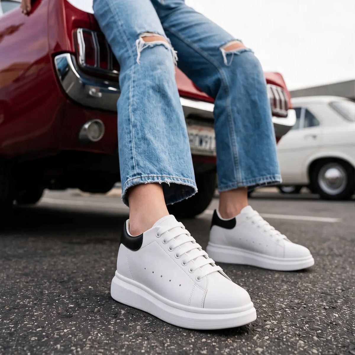 Élite — Tenis Blancos con Alza 8 cm