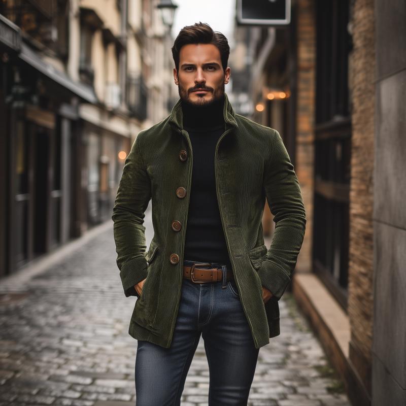 Emerson Corte Slim con Cuello Alto y Bolsillos Laterales Elegante