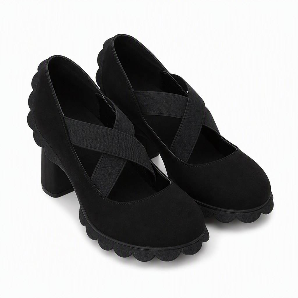 Zapatos Mary Jane con Correas Cruzadas y Tacón Grueso