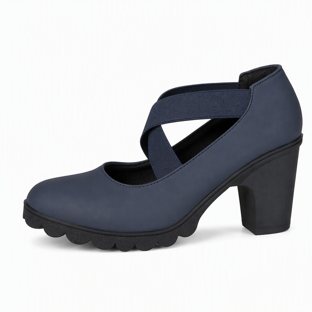 Zapatos Mary Jane con Correas Cruzadas y Tacón Grueso